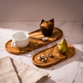 Olive Wood Oval Coffee Tray — Small