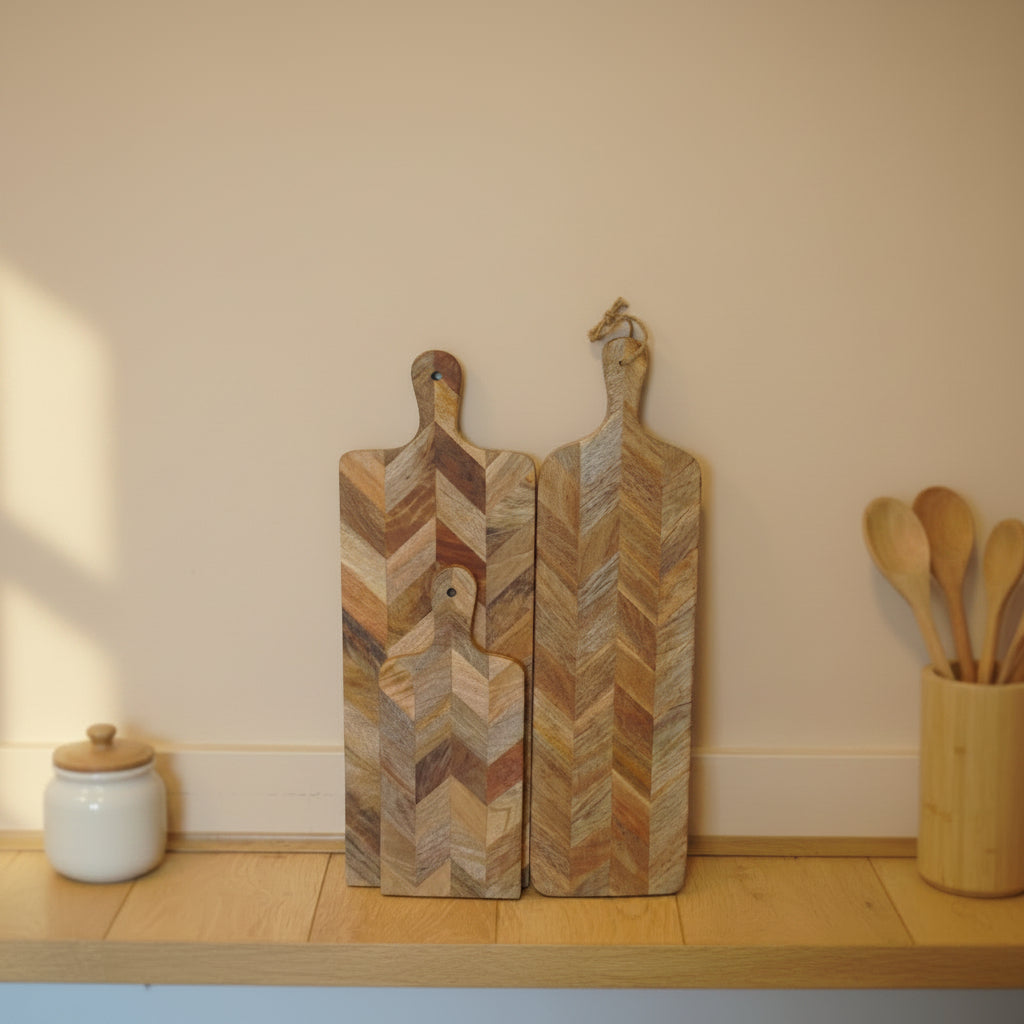 Herringbone Mango Wood Charcuterie & Cheese Board
