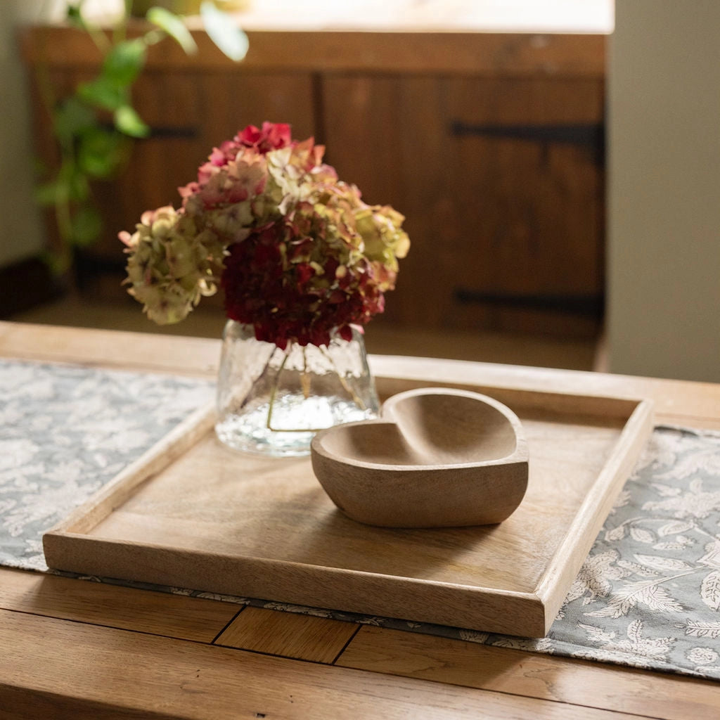 Square Mango Wood Serving Tray — Oiled